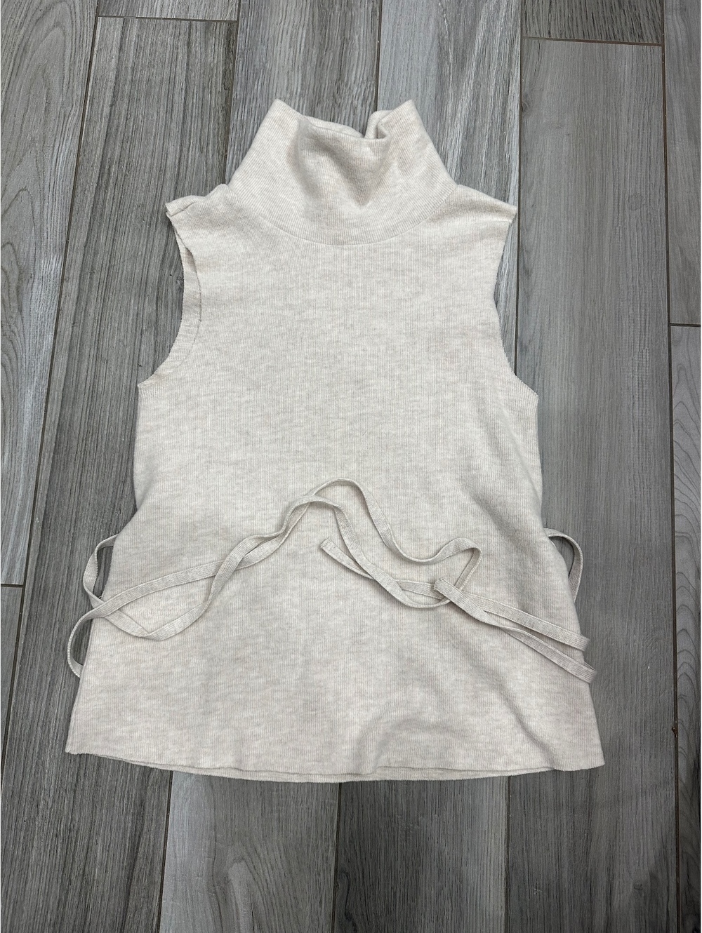 Zara Sleeveless Turtleneck Sweater Top with Side Ties